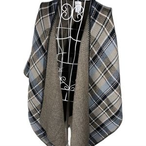 Woolrich Reversible Plaid/Herringbone Blanket Wrap OS
